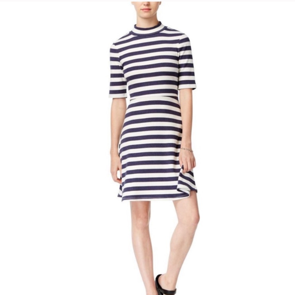 Maison Jules blue & white striped rib knit dress